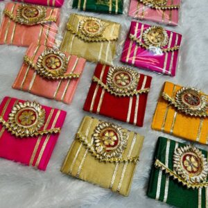 Luxury Coin Pouch for Shagun | Silver & Gold Coin Gift Bag | Traditional Return Gift Potli Collection ( 1 Piece )