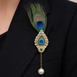 Religious morphank lepan brooch pin for kurta, blazer and pooja outfits