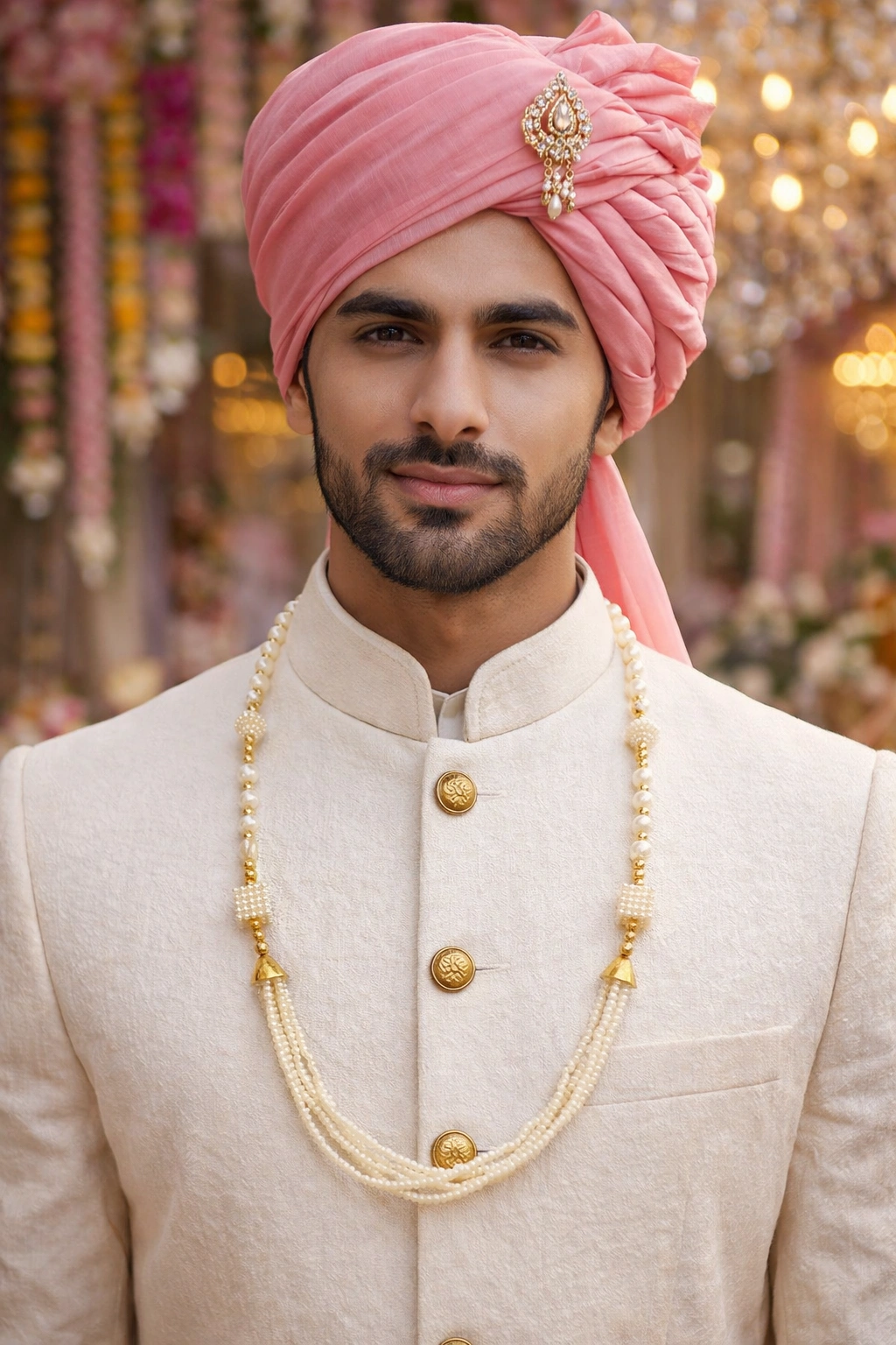 Royal style pearl mala necklace for men and women in traditional design