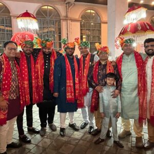 Banarasi swagat dupatta used for welcoming barati in Indian wedding ceremony