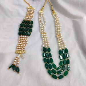 Traditional wedding welcome mala and pearl bracelet combo set