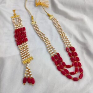 Flower welcome mala with matching bracelet for Indian wedding