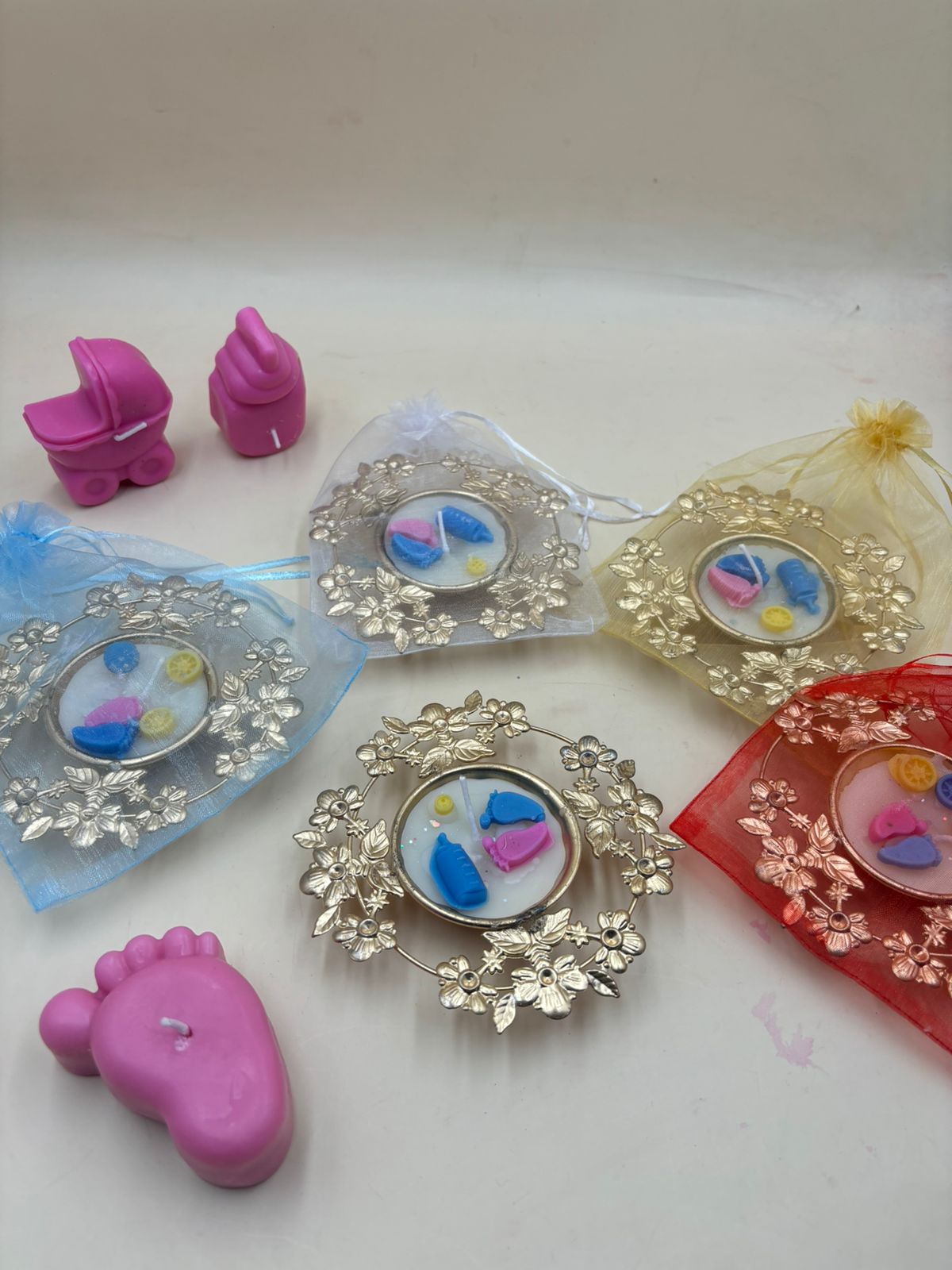 Decorative Baby Shower Candle Set with Potli Packaging. (1 Piece)