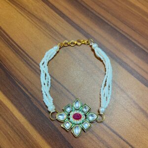 Pearl and kundan bracelet for women with traditional Indian design