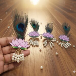 Lotus morpankh wedding brooch for groom safa and turban