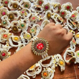 Designer kundan pearl bracelet for gifting and celebrations