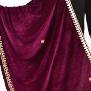 Rich wine velvet dupatta with designer gold border for ethnic wear