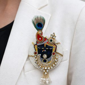 Elegant Shrinathji lapel pin brooch for men blazer and traditional outfit styling