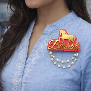 Personalized wedding brooch pin for barat ceremony