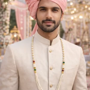 Three layer pearl mala for wedding welcome ceremony