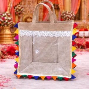 Eco-friendly gota patti jute bag for festive gifting