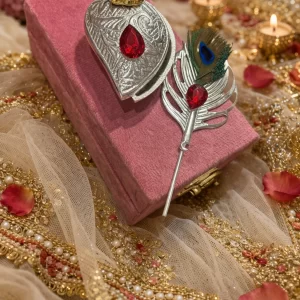 decorative sindoor holder morpankh style for festive and wedding use