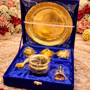 luxury German silver pooja plate set for Diwali and wedding gift
