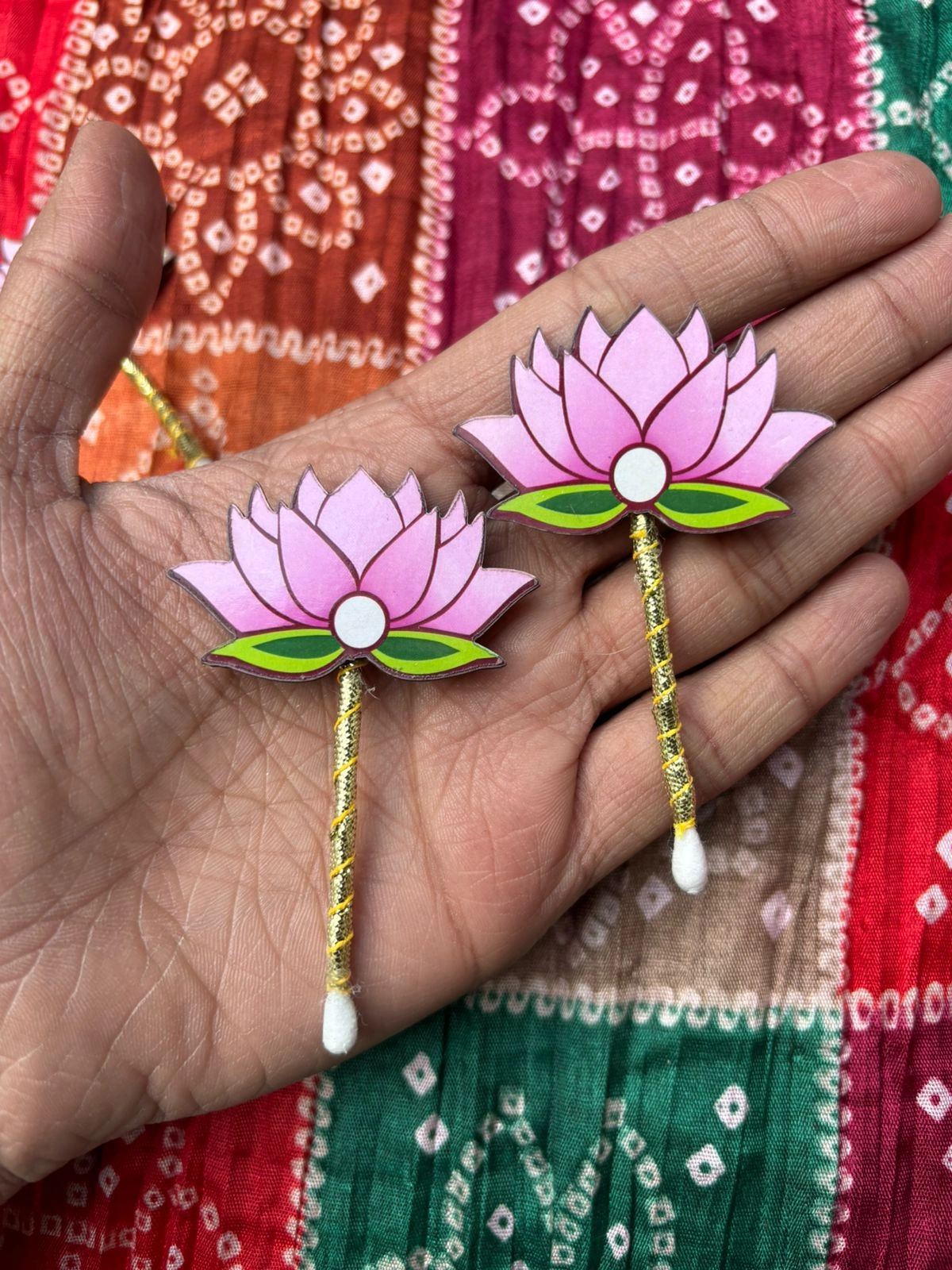 Lotus design roli chawal tilak stick for pooja and Raksha Bandhan rituals