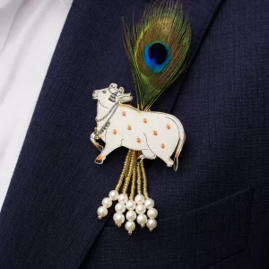 Cow design brooch for traditional Indian wear and religious gifting