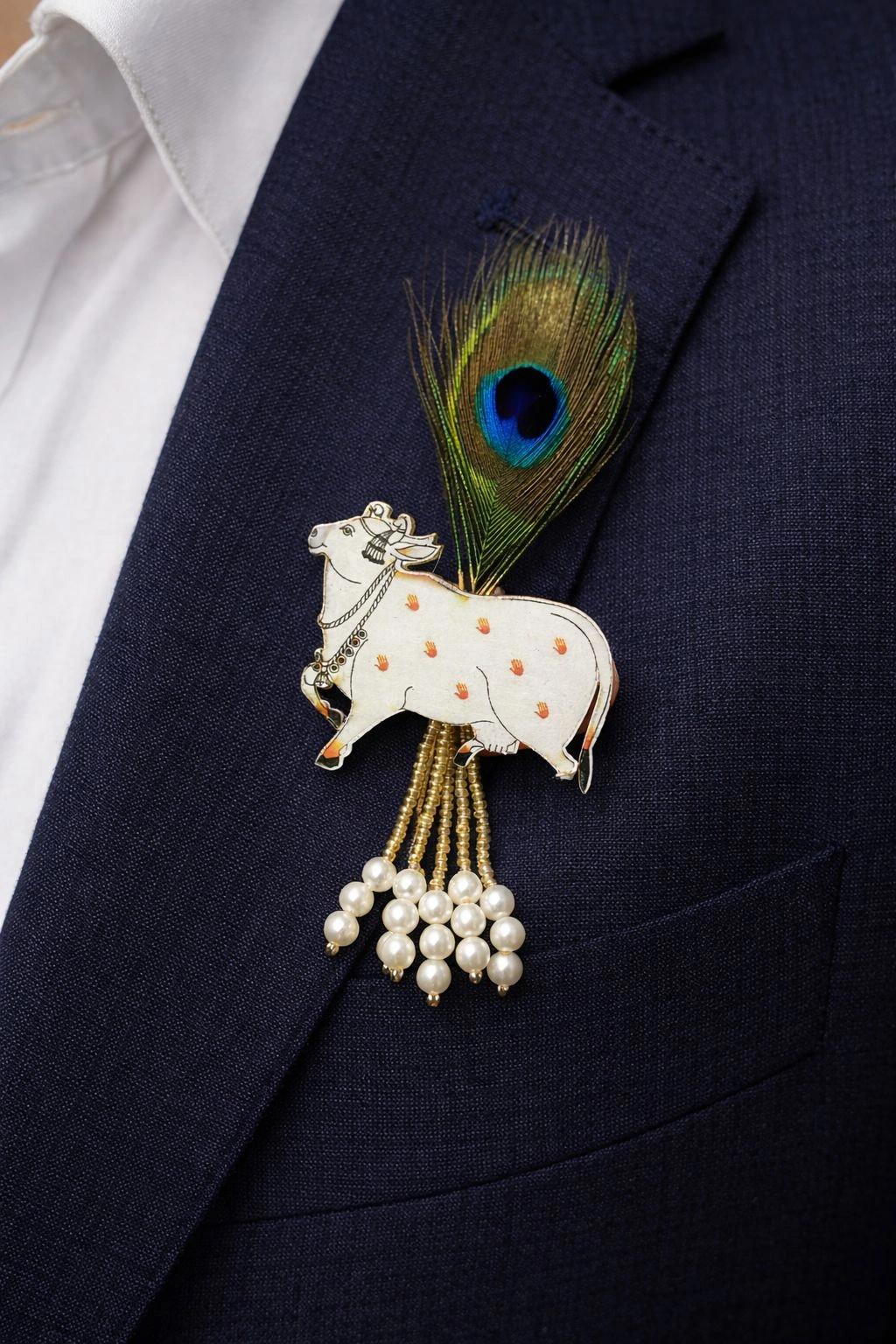 Cow design brooch for traditional Indian wear and religious gifting