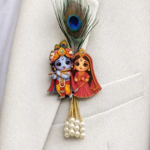 Radha Krishna pearl design brooch for wedding and religious wear