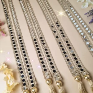 Mirror work golden tassel latkan for barat swagat phatka