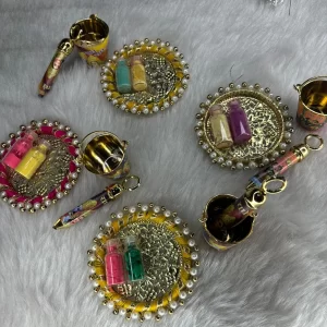 Decorative Holi Thali Set for Laddu Gopal with mini pichkari for festive temple decoration