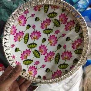 Pichwai lotus design 8 inch decorative gift basket for festive and wedding hampers