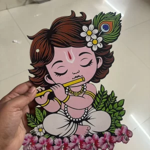 Cute Baby Krishna flute design key holder for home entrance wall decor