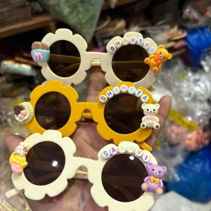 Custom name kids sunglasses with cute teddy charm for birthday return gift