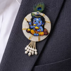 Designer krishna brooch lapel pin for blazer saree and kurta