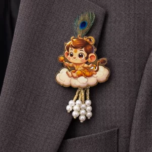 lord hanuman devotional brooch pin for men and women