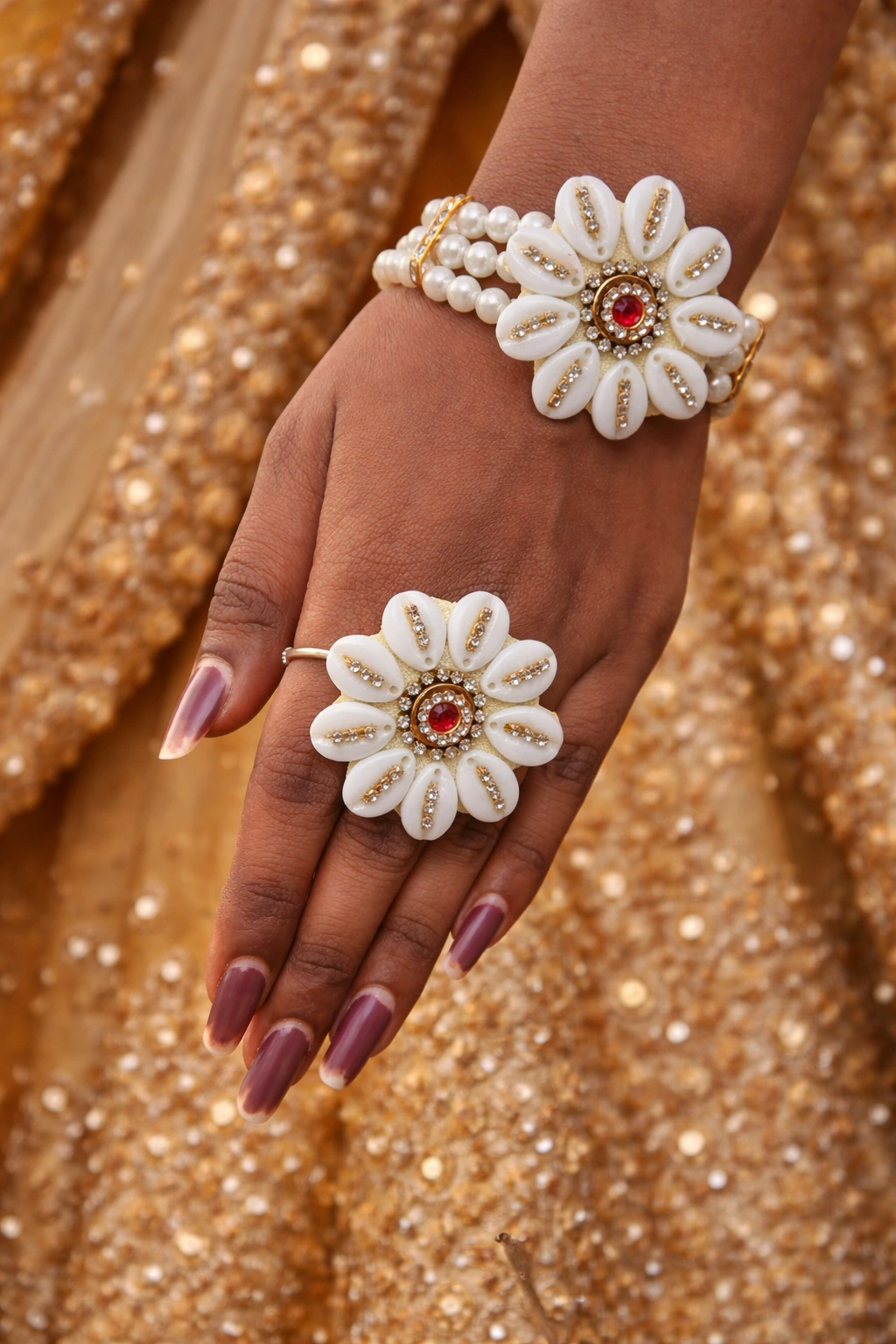 Elegant ring and bracelet combo jewelry set for women