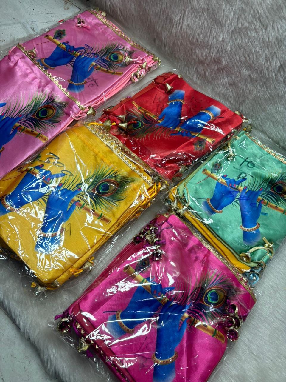 Traditional murli pattern drawstring potli bag for festive gifting