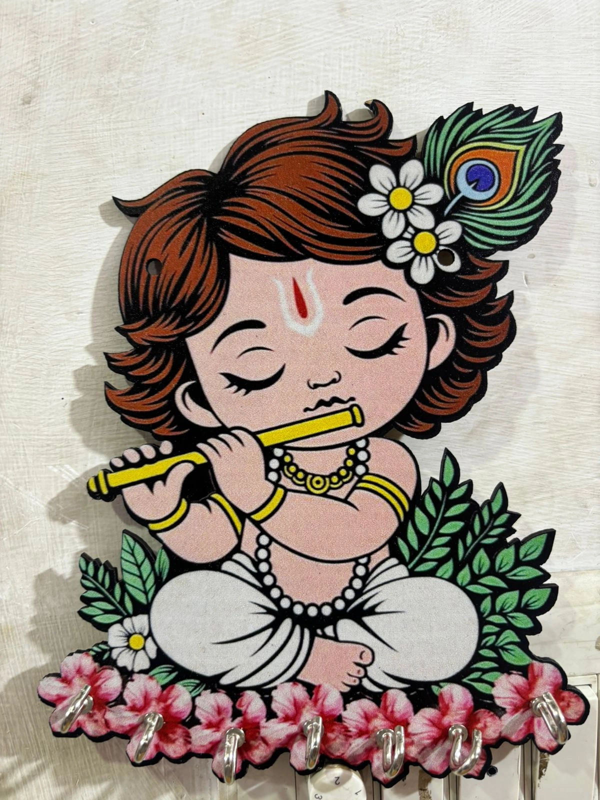 Radha Krishna design key hanger for wall décor