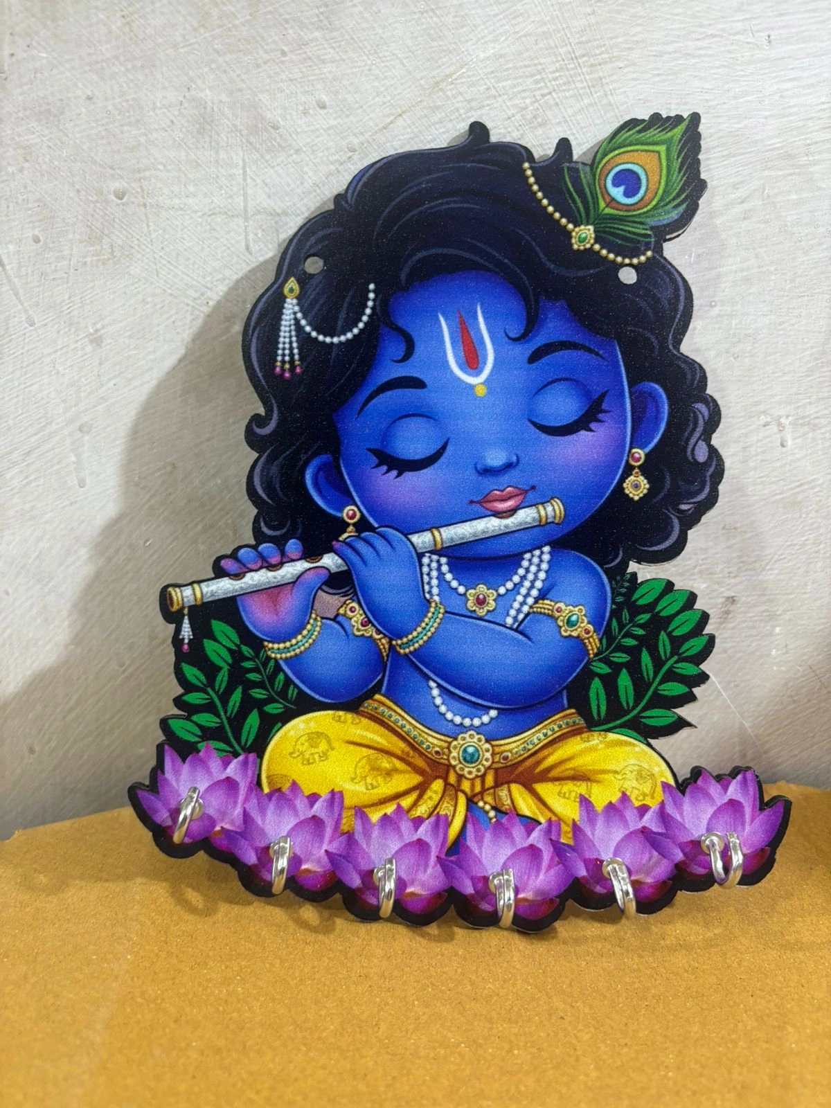 Spiritual Krishna key holder organizer for home wall