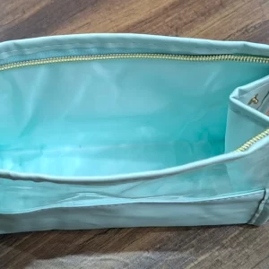 leather finish cosmetic pouch bag for makeup storage