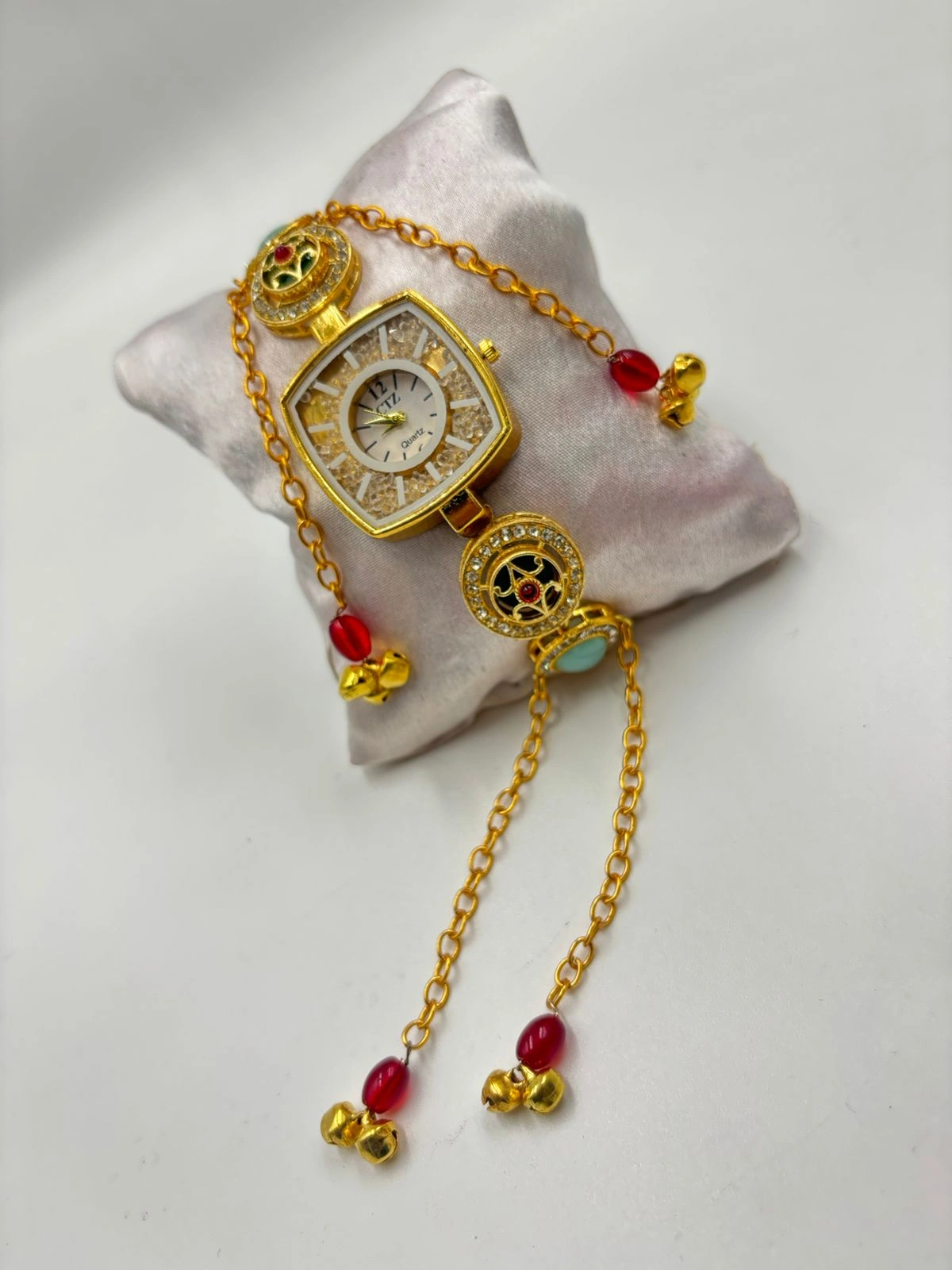 Traditional Kashmiri Bracelet Watch – Stylish Pastel Stone Jewelry Watch - Image 5