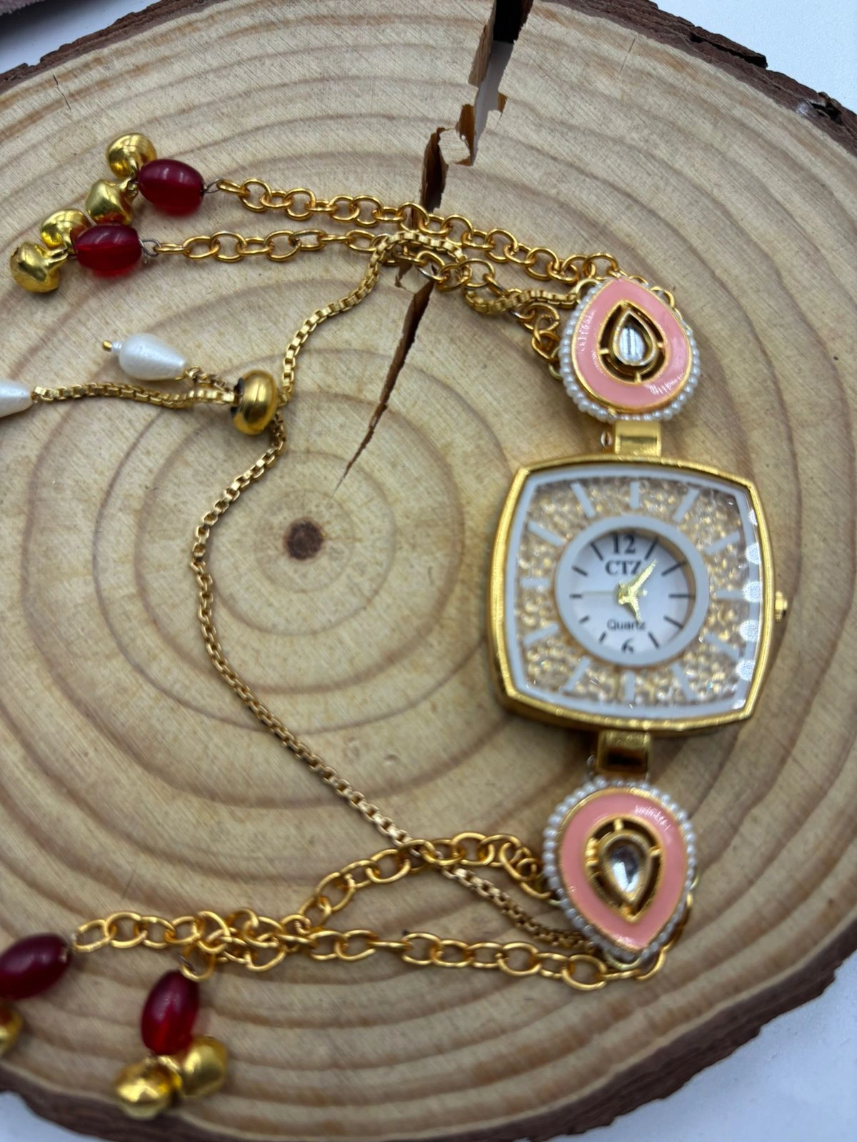 Traditional Kashmiri Bracelet Watch – Stylish Pastel Stone Jewelry Watch - Image 7