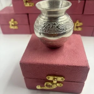 premium german silver pooja kalash in velvet box gift set