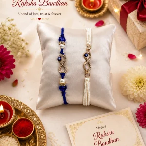 Raksha Bandhan Special Evil Eye Infinity Rakhi Pair for Couples with Designer Bracelet Style