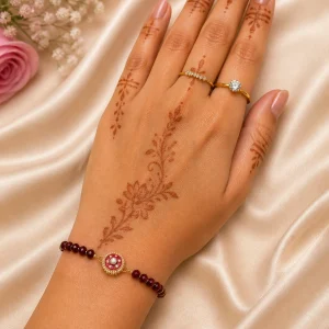 modern designer rakhi with red beads for raksha bandhan