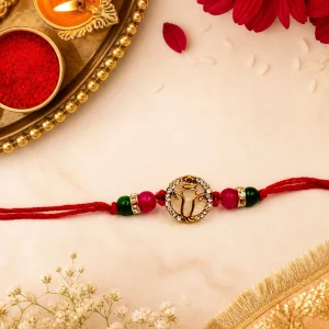 Shree Ganesha Rakhi with red thread for brother traditional religious Raksha Bandhan rakhi