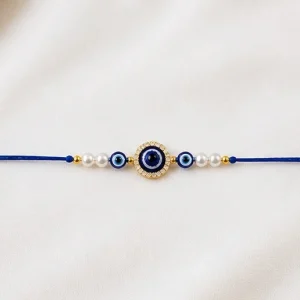 Evil eye rakhi for brother with blue thread designer nazar protection bracelet for raksha bandhan