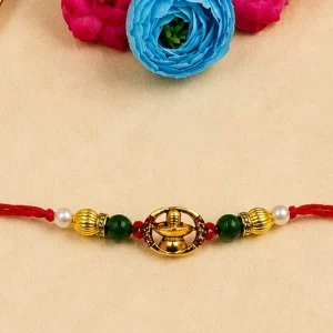 Lord Shiva inspired premium designer rakhi with decorative Shivling charm for Raksha Bandhan
