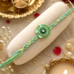 Pastel Green Designer Rakhi for Brother | Elegant Fancy Thread Rakhi for Raksha Bandhan Gift