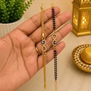 Matching Infinity Charm Bracelet Set for Couples Rakhi with Adjustable Designer Bracelets for Men and Women