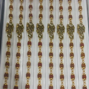 Traditional Rudraksha Rakhi with Golden Finish and Shubh Charm for Raksha Bandhan