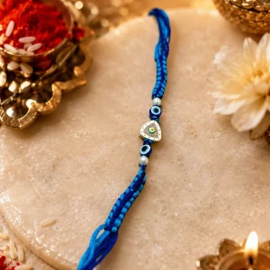 Blue Evil Eye Rakhi for Brother Handmade Nazar Protection Rakhi for Raksha Bandhan
