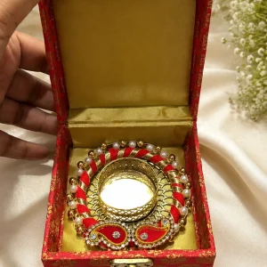 Decorative tea light holder in premium gift box for home decor, Diwali decoration, wedding return gift and festive celebrations