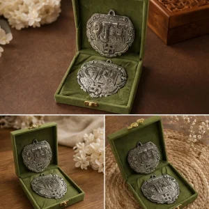 German Silver Shubh Labh Wall Hanging with Premium Velvet Gift Box for Home Entrance and Diwali Decoration