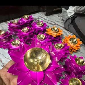 5 Inch Lotus Design Diya Holder for Diwali Decoration and Home Temple Decor
