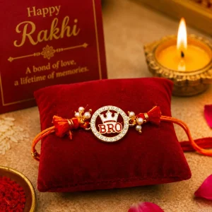 Designer BRO Crown Rakhi for Brother with Premium Crystal Stone Work for Raksha Bandhan