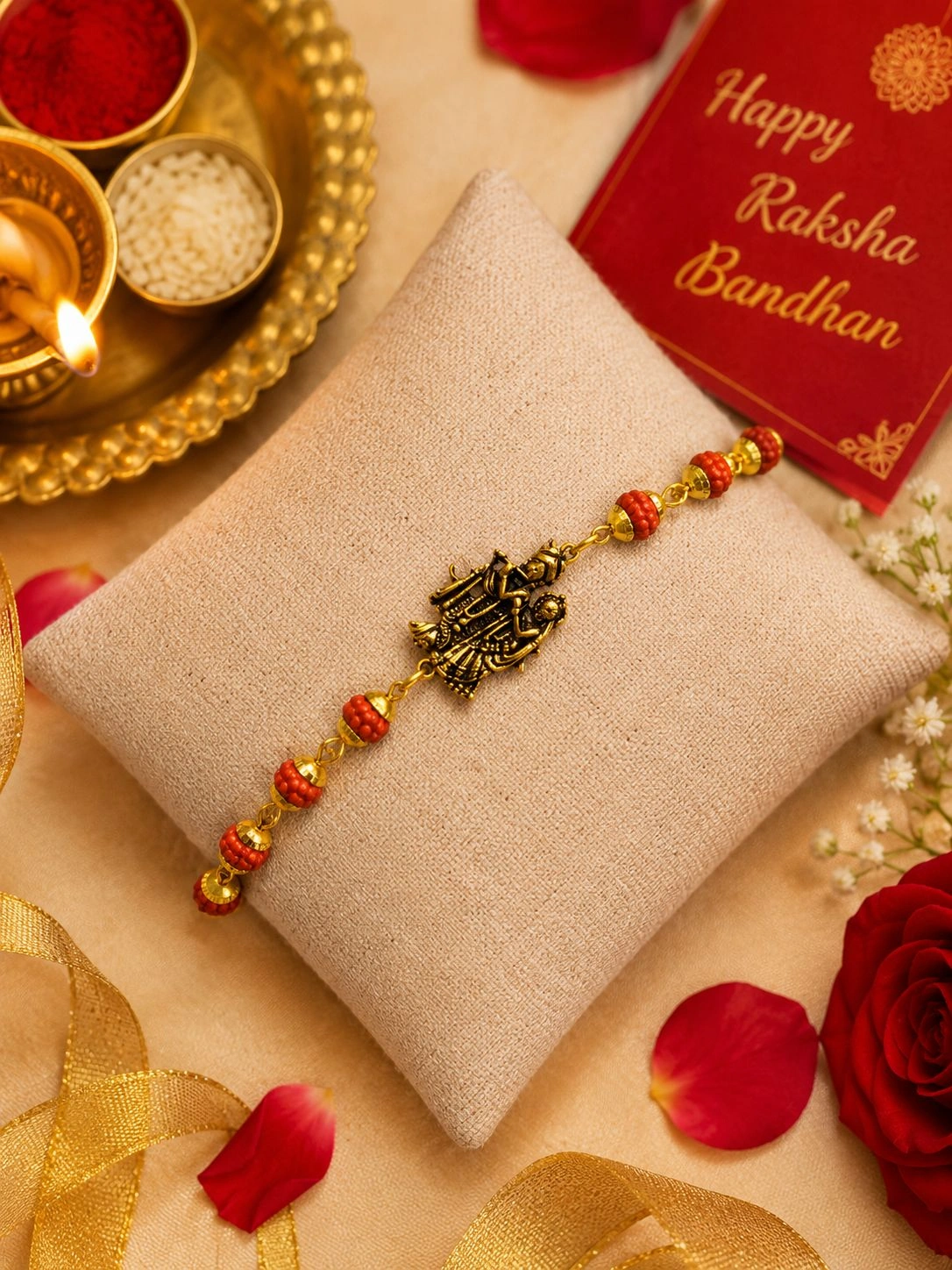 Royal Radha Krishna Rakhi Bracelet for Brother Premium Designer Raksha Bandhan Rakhi
